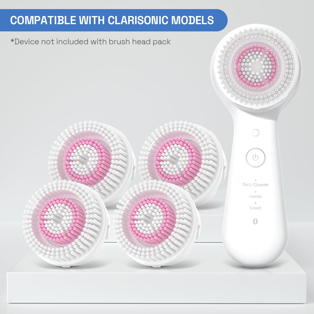 Replacement Facial Cleansing Brush Heads for Clarisonic- Radiance Cleansing, 4 Pack