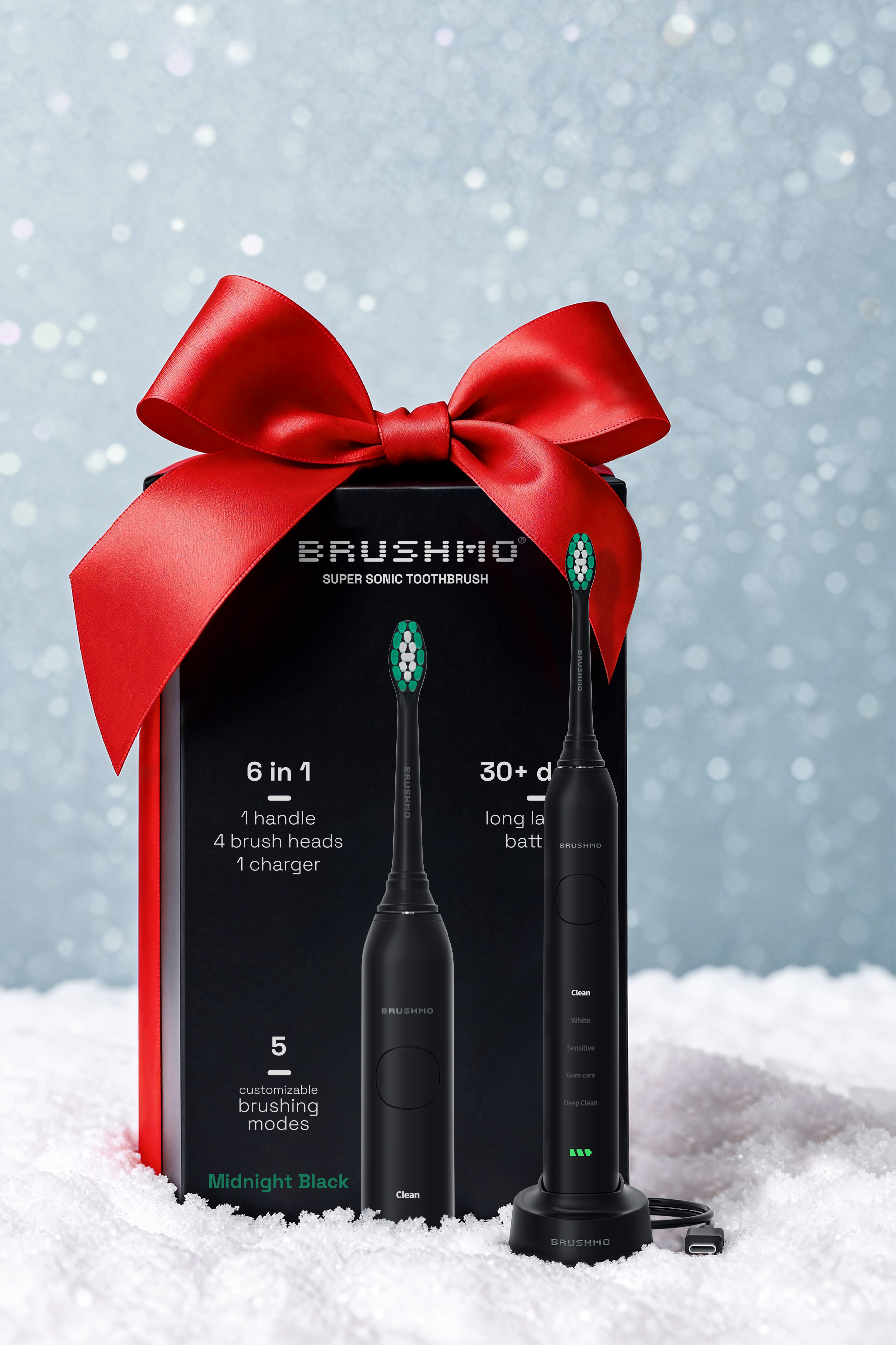 Brushmo Super Sonic Electric Toothbrush - Midnight Black