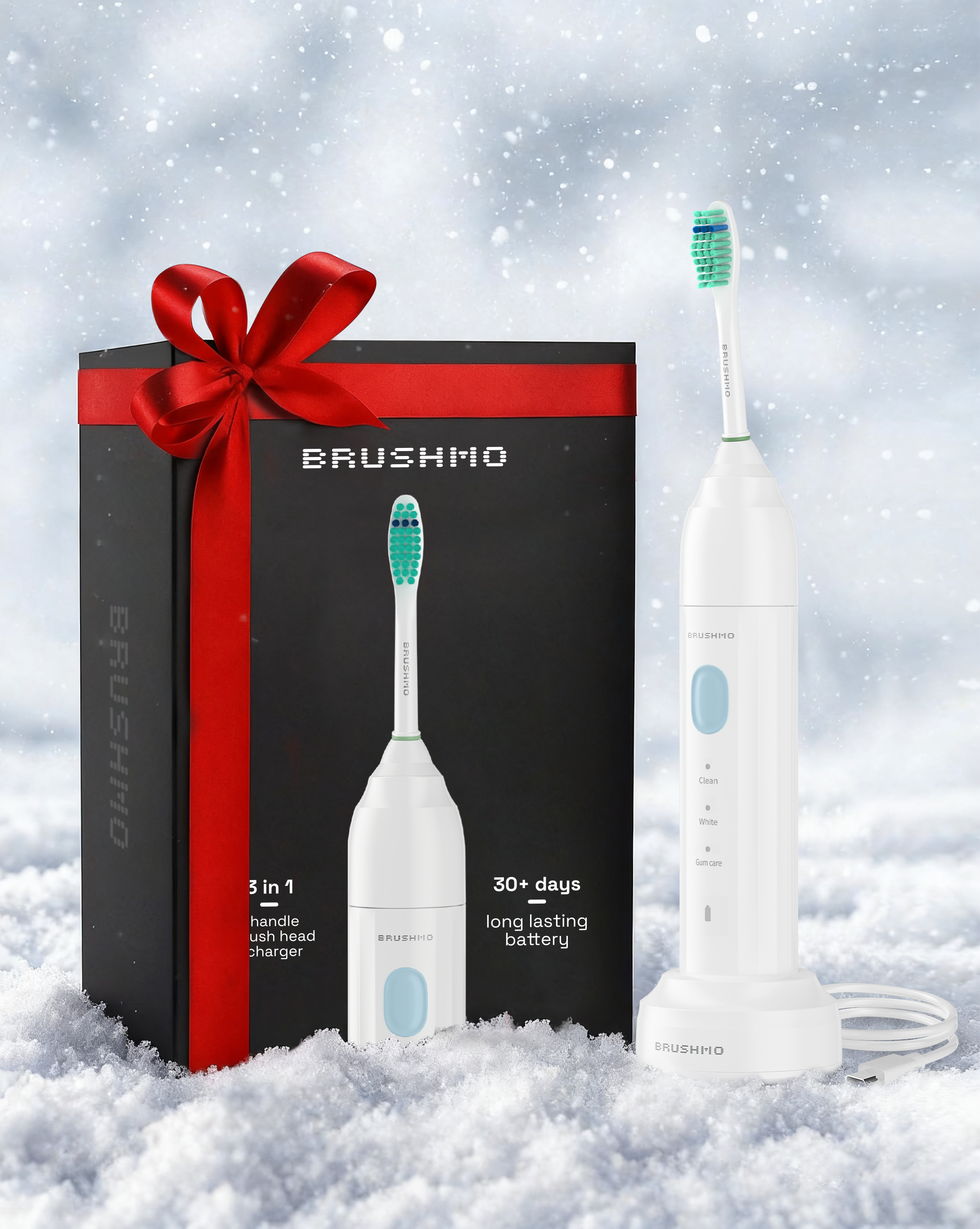 Brushmo e-Series Electric Sonic Toothbrush - Screw-On, White