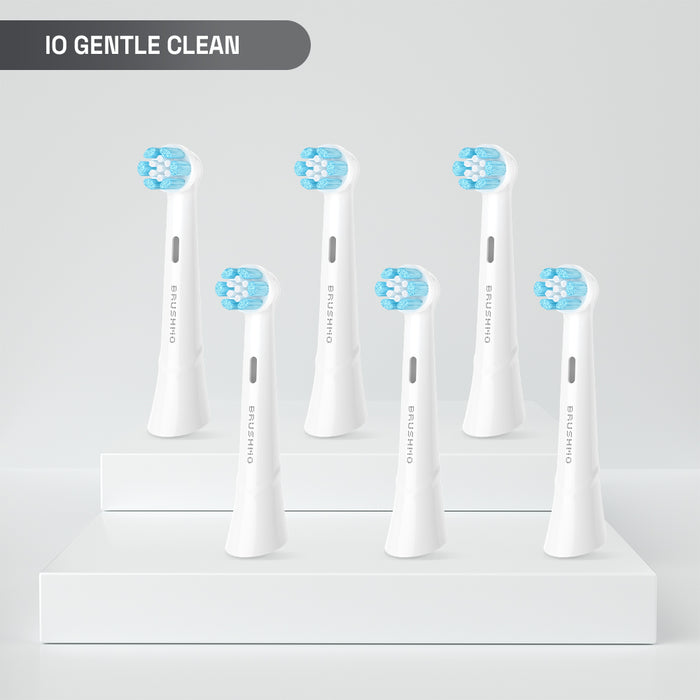 Gentle Clean Replacement Heads Compatible with Oral-B iO, 6 Pack, White