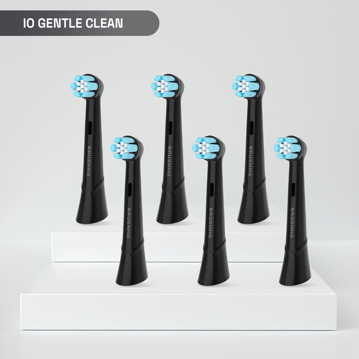 Gentle Clean Replacement Heads Compatible with Oral-B iO, 6 Pack, Black