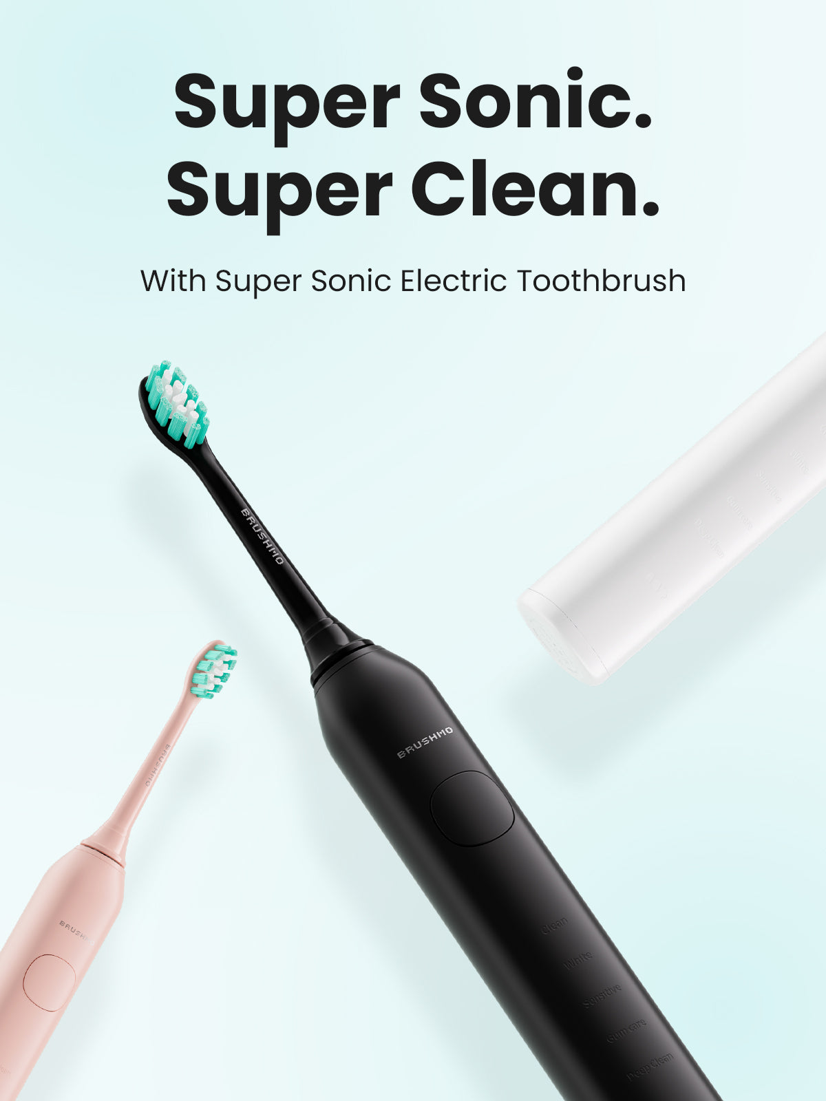 Brushmo Electric Toothbrush Bundle, Super Sonic- 8 pack (3x Black, 3x White, 2x Pink)